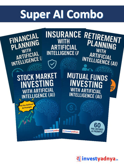 Set of five brochures on artificial intelligence investing topics with InvestedAI branding.