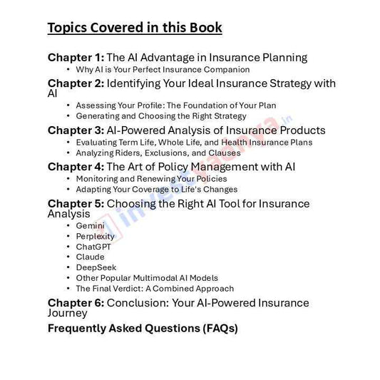 Insurance Planning with Artifical Intelligence ebook - with 50 Pre Defined AI Prompts