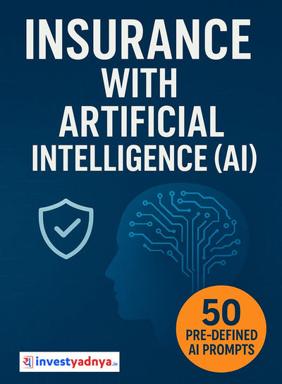 Book cover of 'Insurance with Artificial Intelligence (AI)' by InvestYadnya on a blue background.