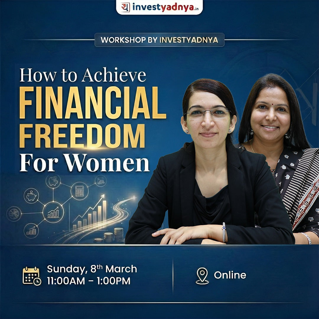 Advertisement for a workshop on achieving financial freedom for women by Investyadnya, featuring two women sitting together.