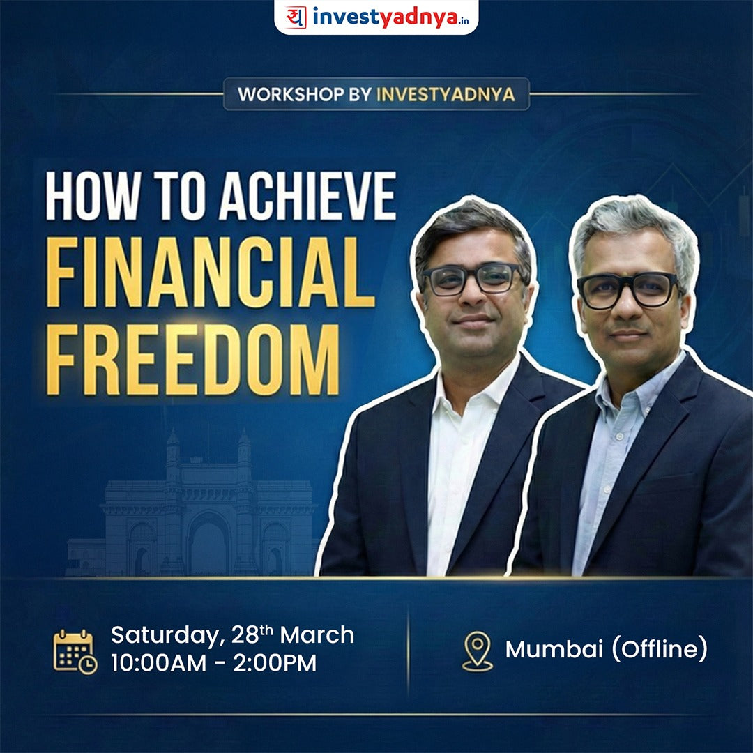 Advertisement for a workshop on managing wealth and retirement corpus by Investyadnya with two speakers and event details.