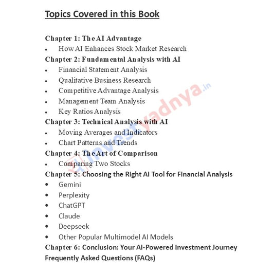 Table of contents for a book on AI in financial analysis with a visible watermark.