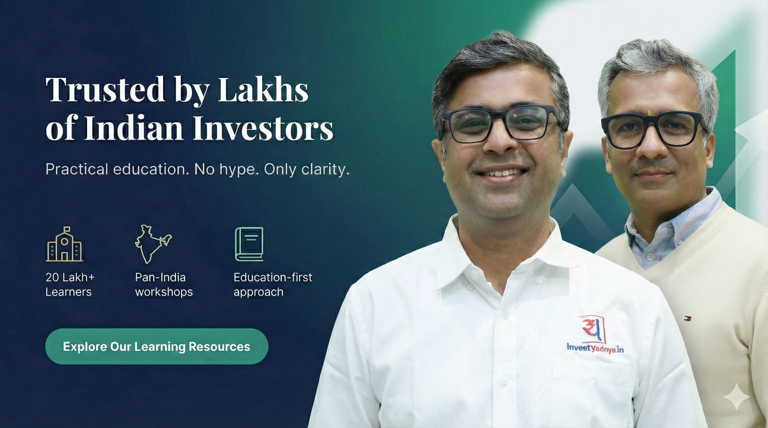 Two men in suits with text 'Your Gateway to Smarter Investing' on a blue background